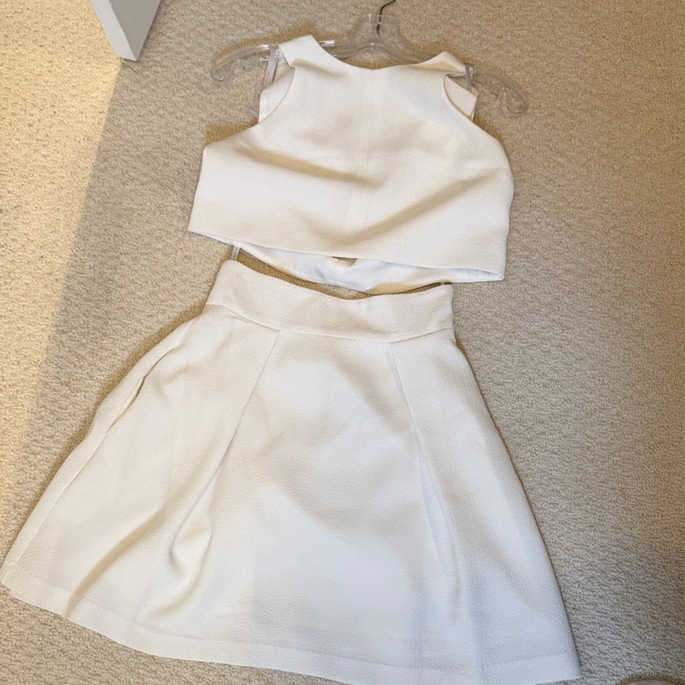 Black Halo White Two-Piece Set - Crop Top & A-Line Skirt